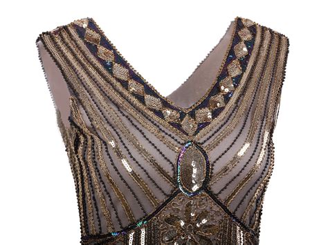 Vijiv Women S Gastby Sequin Art Nouveau Embellished Fringed Flapper