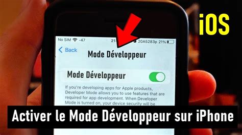 Tuto Comment Activer le Mode Développeur sur iPhone YouTube