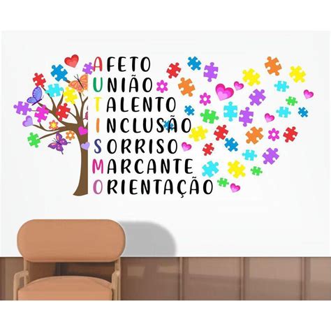 Adesivo De Parede Pedagogia Rvore Autismo E Frase Casas Bahia