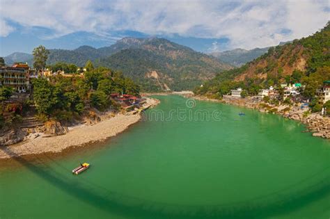 Ganga River And Himalayas Mountains From Lakshman Jhula Bridge In