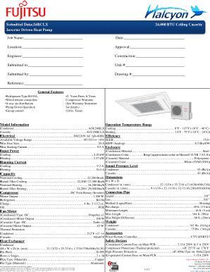 Fillable Online Submittal Data 24RCLX 24 000 BTU Ceiling Cassette