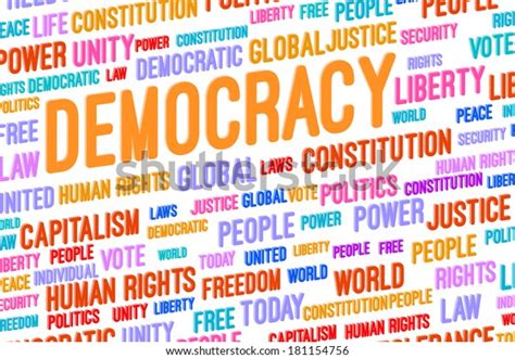 Democracy Word Cloud 3d Concept Illustration Stock Illustration