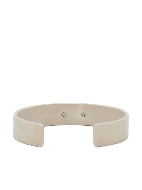 Dolce Gabbana Logo Plaque Cuff Bracelet Silver Farfetch