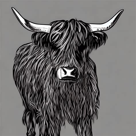 Scottish Highland Cow Line Art · Creative Fabrica