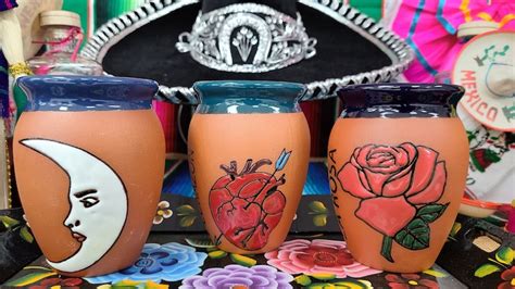 Cantarito De Barro Mexicano Con Tema Loteria Mexican Clay Cup Etsy