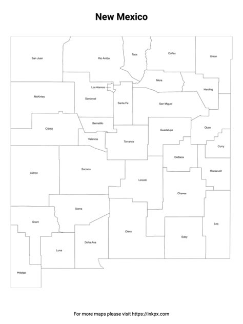 Printable New Mexico State Map And Outline · Inkpx