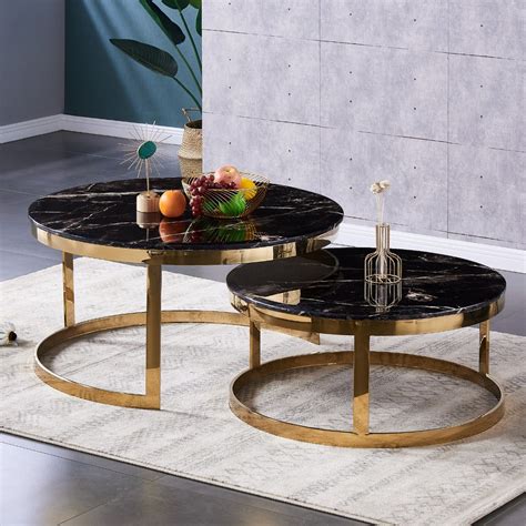 Factory Price Nordic Round Marble Top Luxury Coffee Table Set Modern