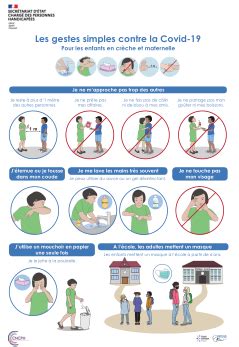 Les gestes barrières en FALC pictogrammes et LSF ERHR Auvergne Rhône
