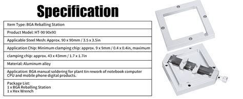 BGA Reballing Station HT 90 Diagonal Universal Stencil Solder Aluminum