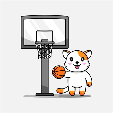 Cute cat playing basketball alone 4759611 Vector Art at Vecteezy