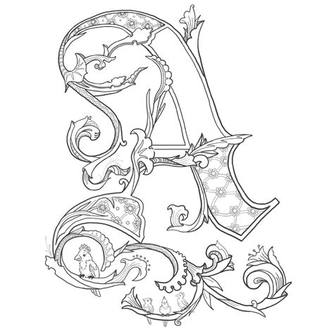 Illuminated Letters Printable Coloring Pages