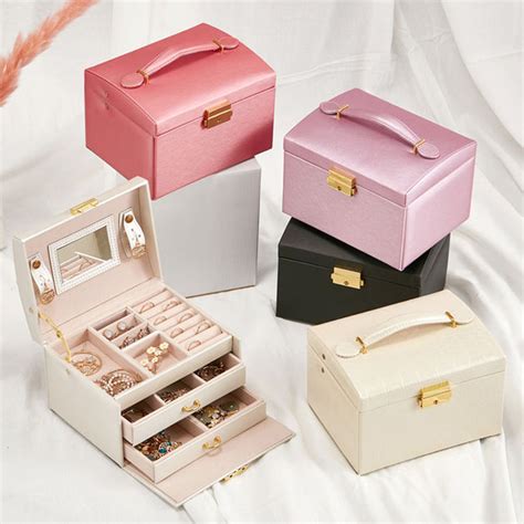 Fashion Leather Jewelry Box Lockable Jewelry Display Cases Bracelet ...