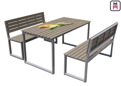 Plastic Wood Outdoor Restaurant Tables Commercial KD Patio Dining Sets ...