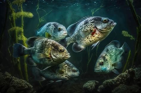 Premium Ai Image Crappie Fish Underwater Lush Nature By Generative Ai