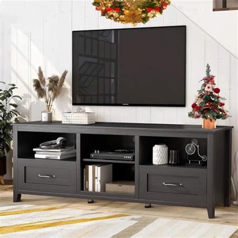 Hbboomlife Grey Tv Stand For 80 Inch Tv Large Tv Stands 70 80