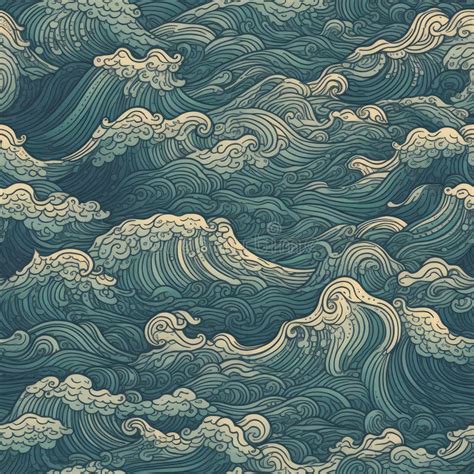 Captivating Ocean Waves Drawing for Posters and Wallpapers. Stock ...