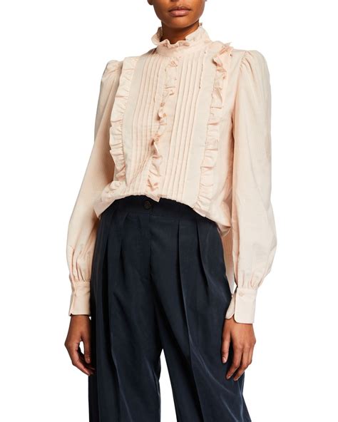 SEE BY CHLOÉ HIGH NECK RUFFLE PINTUCK BLOUSE seebychloé cloth