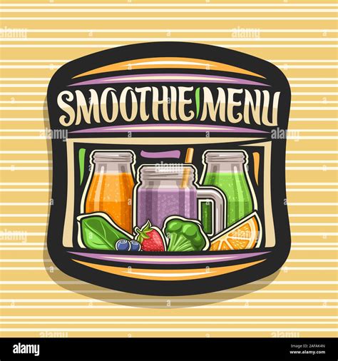 Logo Vector Pour Menu Smoothie Sombre Décoratif Badge Avec