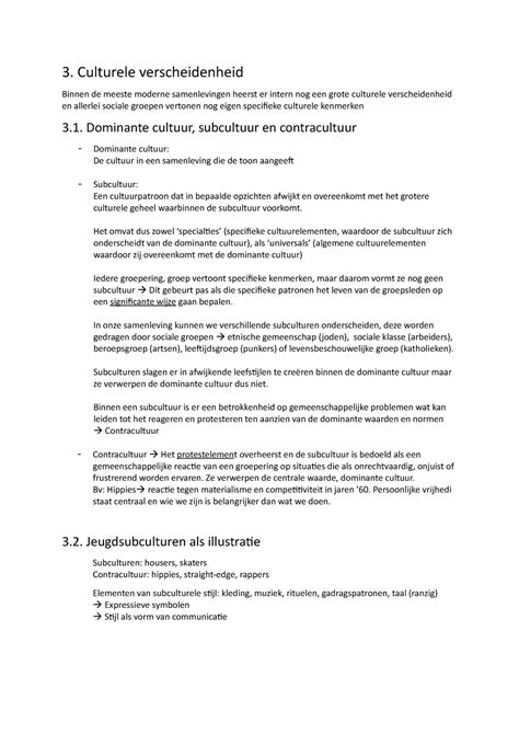 Samenvatting Sociologie H3 IK 3 Culturele Verscheidenheid Binnen De