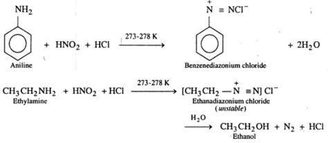 Write The Reactions Of I Aromatic And Ii Aliphatic Primary Amines With Nitrous Acid