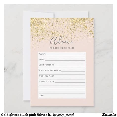 Pink And Gold Glitter Advice Card