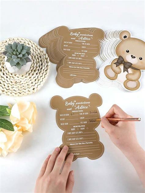 Juego De 10 Piezas Para Baby Shower De Oso Conjunto De Tarjetas De