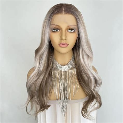 Haircube Long Ombre Ash Blonde With Highlight Lace Front Wigs For Womennatural