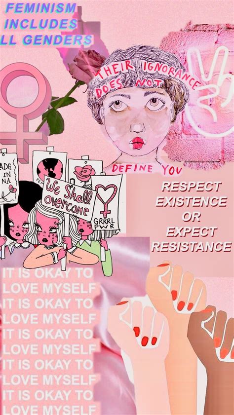 Feminist Aesthetic Collage Wallpaper Feminist Feminism Pink