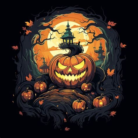 Premium Vector Creepy Carvings Artful Halloween Pumpkin Creations