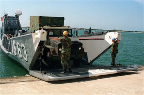 2nd Force Service Support Group Loads On Us Navy Landing Craft Utility 1663 At Radio Island