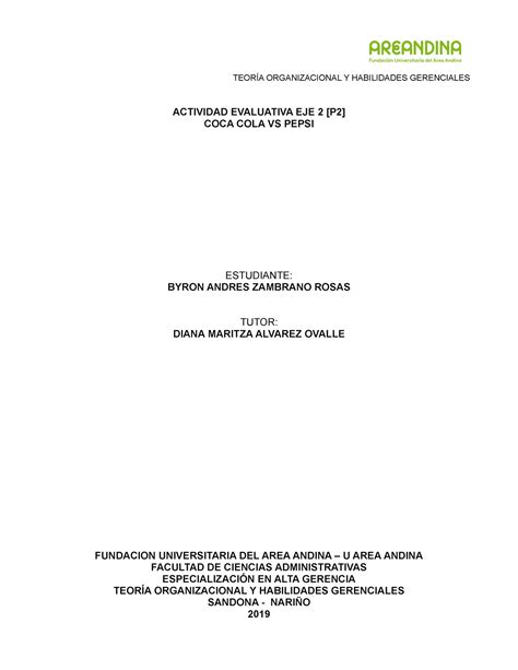 Actividad Evaluativa Eje Actividad Evaluativa Eje P Coca Cola