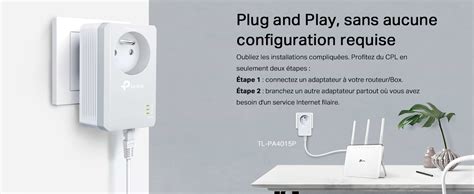 TP Link TL PA4015P KIT FR Prise CPL 600Mbps Homeplug AV2 600Mbps