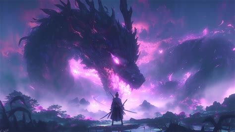 Fantasy Samurai Vs Purple Fire Dragon Live Wallpaper Live Wallpapers