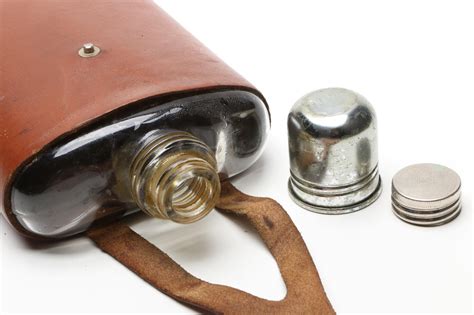 Vintage Glass Flask with Leather Case | EBTH