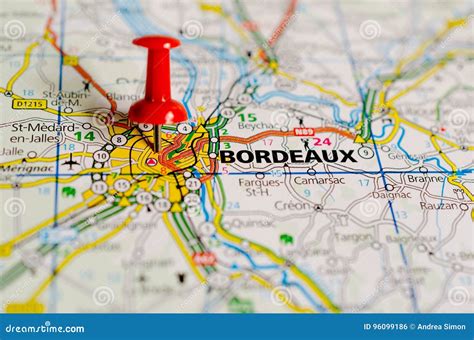 Bordeaux On Map Stock Photo Image Of France Global 96099186