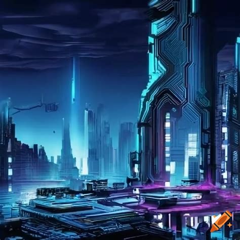 Futuristic City With Motherboard Like Design On Craiyon