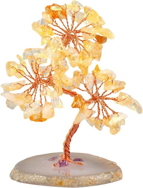 Mookaitedecor Natural Citrine Tumbled Stones Money Tree Gemstone Feng