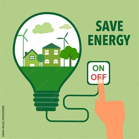 Vecteur Stock Save Energy Concept Vector Illustration On Green