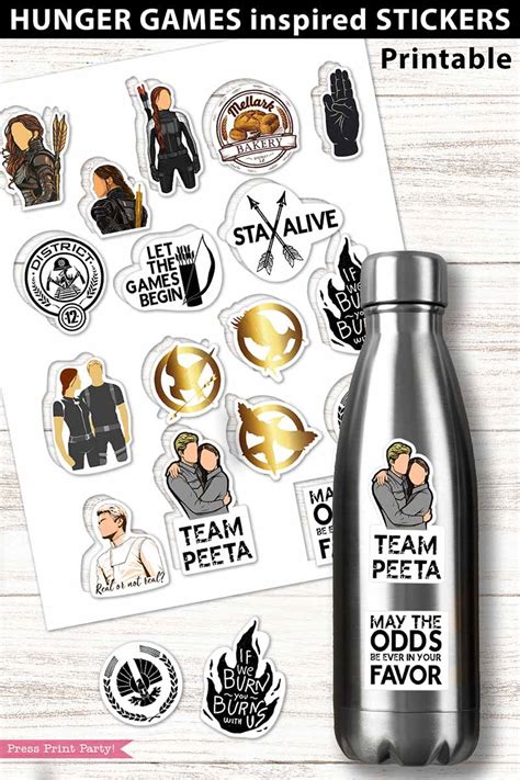 17 Hunger Games Inspired Stickers Printable Set Press Print Party