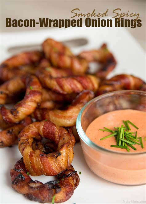 Smoked Spicy Bacon Wrapped Onion Rings Nifty Mom