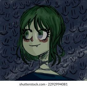 scary vampire girl bright green eyes stock vector royalty