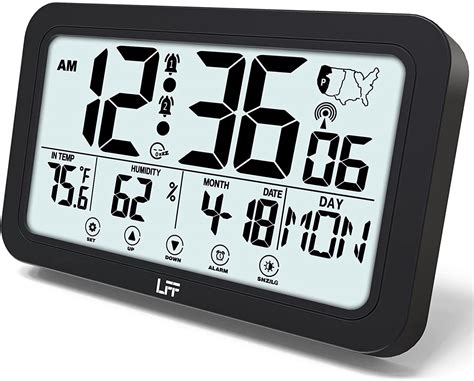 Atomic Alarm Clock with Backlight Battery Operated USB Charger LCD Desk ...