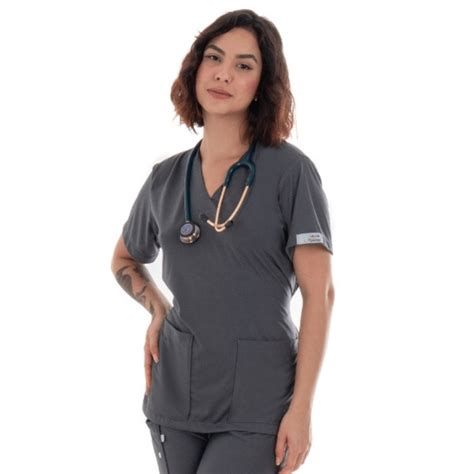 Blusa Lisa Grafite Em Malha Conjuntos Cir Rgicos Scrubs Lisos