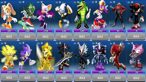 Sonic Forces My All 16 Max Level Characters Speed Battle All