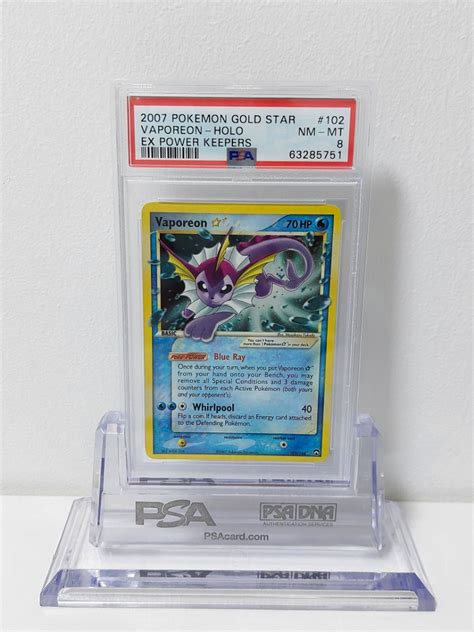 PSA 8 Vaporeon Gold Star EX Power Keepers Holo Hobbies Toys Toys