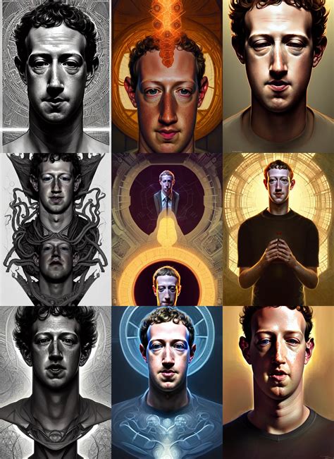 Symmetry Portrait Of Mark Zuckerberg Lovecraftian Stable