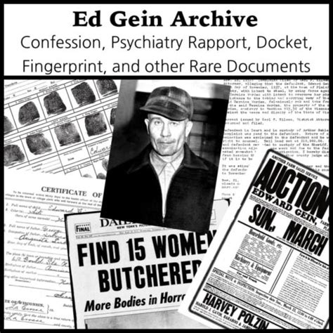 Ed Gein Documents - confession, psychiatry rapport, photos download