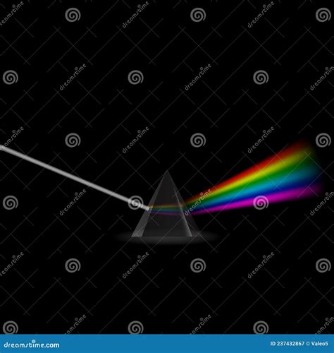 Colorful Light Rays Rainbow Spectrum Dispersion In Prism Optical Effect In Triangle