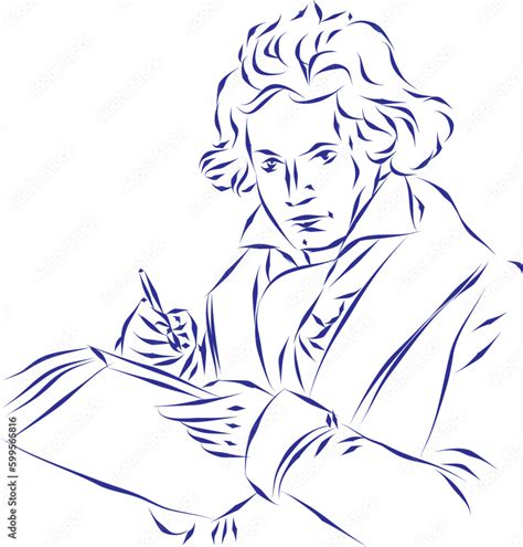 Vector Illustration Portrait Of Classical Music Composer Ludwig Van