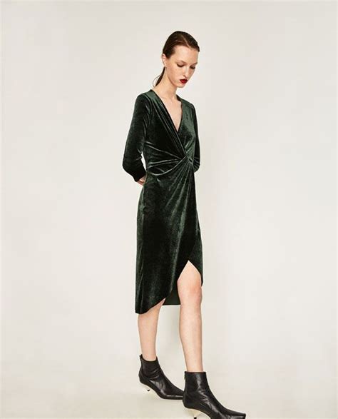 ROBE EN VELOURS CROISÉE Zara Omslagjurk Kleding Zara